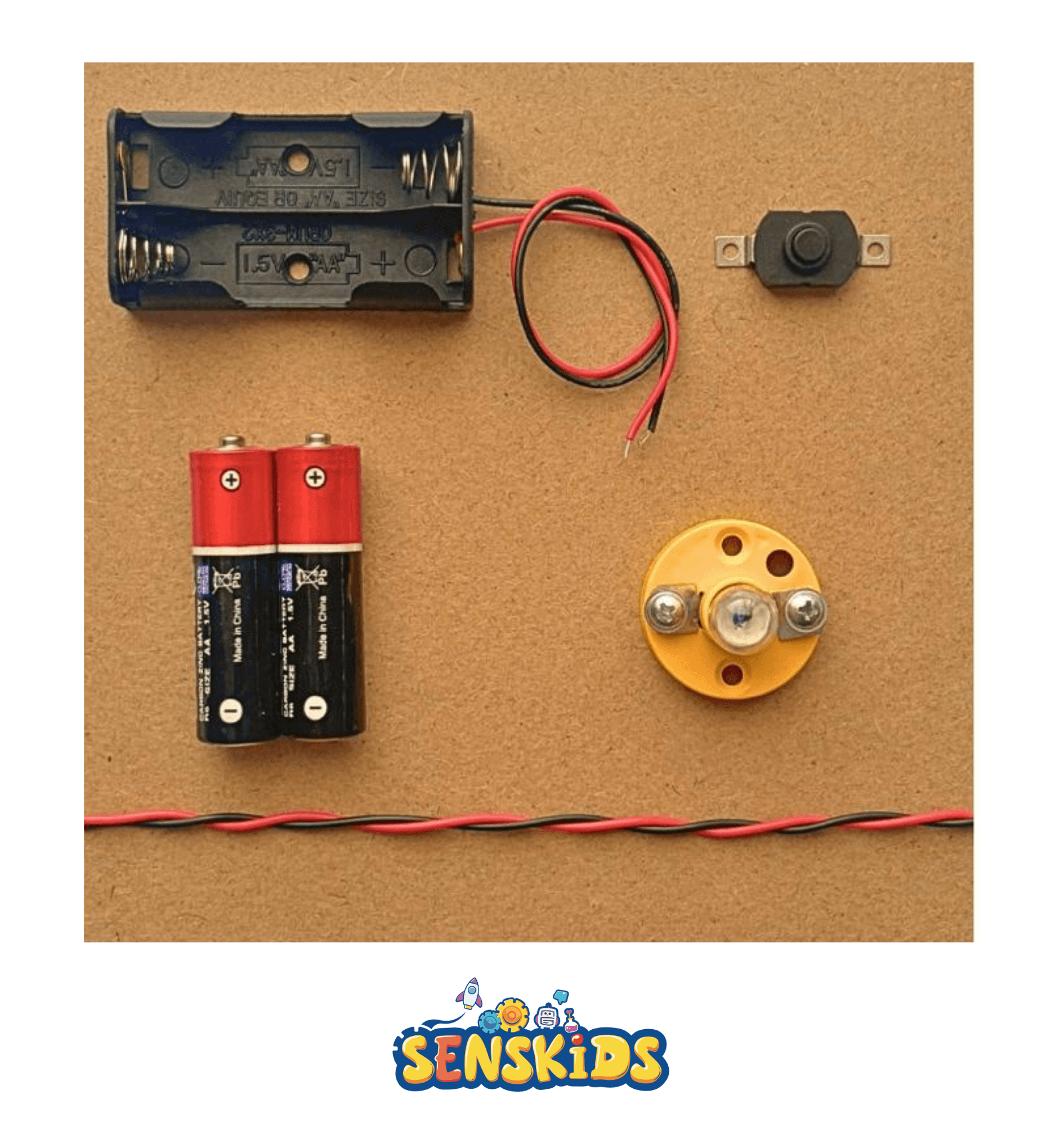 Ahşap Tabanlı Basit Elektrik Devresi Deney Seti ( Pilli )